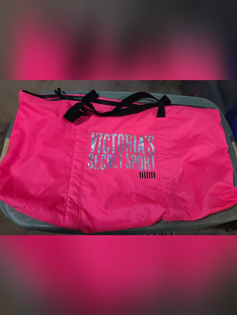 Victoria's Secret Hot Pink Sport Tote with Black Handles